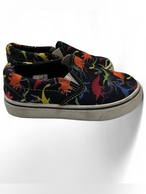 9C Sneakers Toddler Boy U.S. Sports Multicolored Dinosaur Black Canvas Slip On